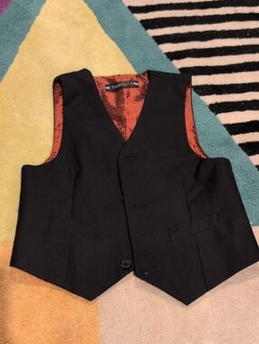 Boys Black Vest with Red Lining -